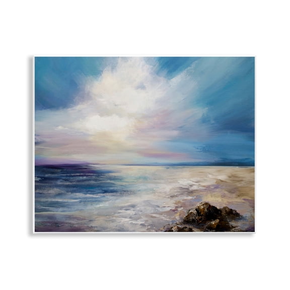 Stupell Industries Serene Clouds over Beach Landscape & Nature Painting Unframed Art Print Wall Art, 14 x 11