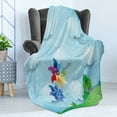 thumbnail image 4 of Pinwheel Soft Flannel Fleece Blanket, Surreal View with Hanging Cloud Sky Rainbow Idyllic Meadow Fantasy World Landscape, Cozy Plush for Indoor and Outdoor Use, 60" x 80", Multicolor, by Ambesonne, 4 of 5