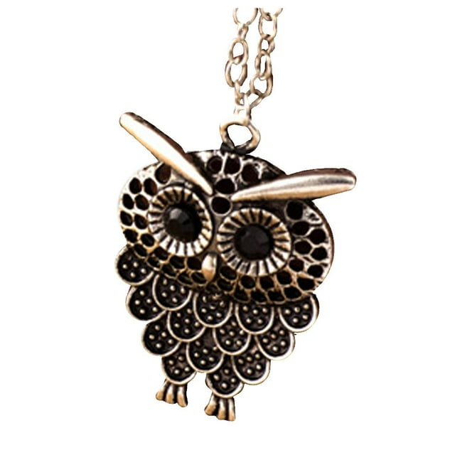 pitrice Retro Owl Hollow Out Pendant Long Chain Necklace Women Sweater Chain