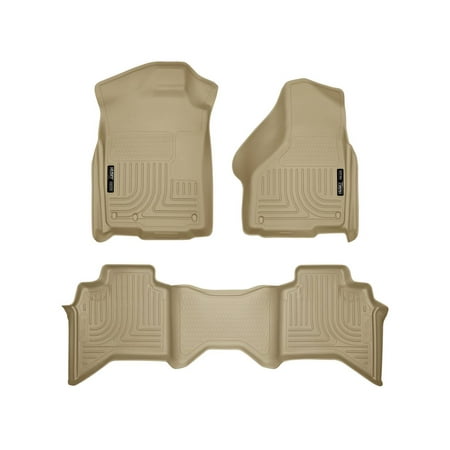 Husky Liners Weatherbeater Floor Mats | Fits 2002 - 2008 Ram 1500 Crew Cab; 2003 - 2009 Ram 2500/3500 Crew Cab | Front & 2nd Row, 3-pc Tan - 98033