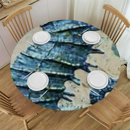 

Sheronv Seahorse Starfish Seaweed Round Table Cover Stain Resistant Washable Kitchen Dining Wedding Parties 100% Polyester Table Cloth Tablecloths 38 -42