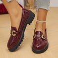 thumbnail image 6 of Miluxas Women's Chunky Platform Loafers with Chain or Buckle Patent Leather Black Penny Loafers Fashion office Shoes School Dress Shoes Comfort Slip-on Wine 8.5(42), 6 of 9