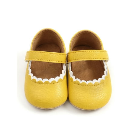 

Gomelly Infant Flats Comfort Mary Jane Bowknot Crib Shoes Fashion Princess Dress Shoe Toddler Baby Girls Yellow 4C