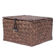 Shelf Baskets with Lid Storage - Woven Hyacinth Organizer