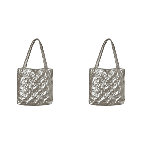 Bolso Mano Acolchado Algodón para Mujer Hombro Tipo Cartera El (plata)
