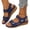 Blue, variant on Slide On Sandals Women Orthopedic Platform Wedge, Peep Toe Chunky High Heel Leather Sandals, Wide Width Casual Flatform Beach Shoes for Plantar Fasciitis Comfort