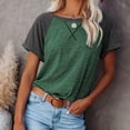 thumbnail image 5 of Jewelreauty Womens Short Sleeve Shirt Round Neck Raglan Sleeve Patchwork T-Shirts Casual Lightweight Cozy Tee (L, Green), 5 of 7