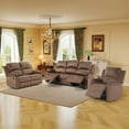 thumbnail image 5 of Bonzy Home Manual Recliner Sofa Set — 3-Piece Microfiber Reclining Couch Set (1 Recliner, Loveseat & 3-Seat Sofa), Brown, 5 of 7