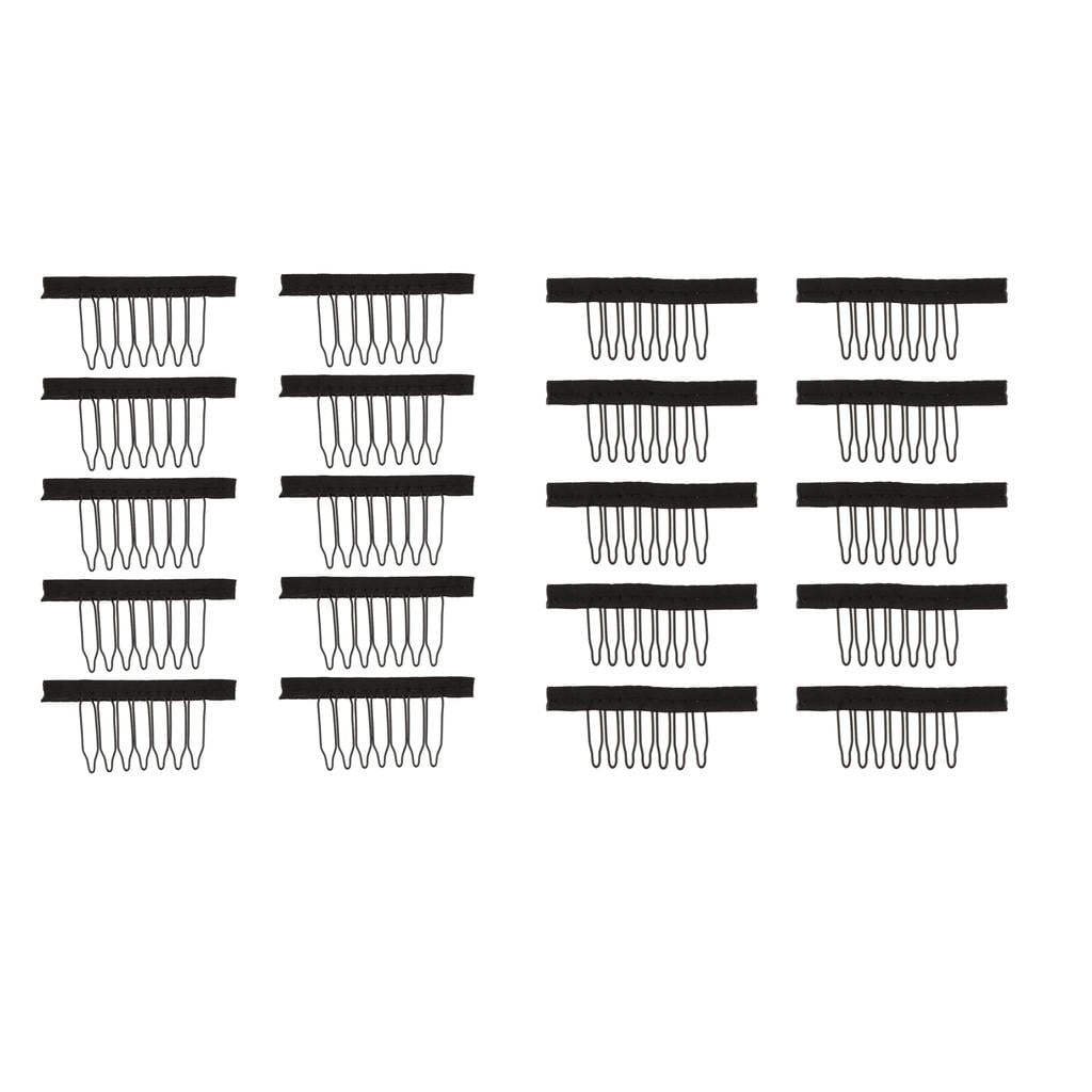 QSTDGVPW 20Pcs/Set Stainless Steel 7 Teeth Wig Combs Convenient for Your Wig Caps Lace