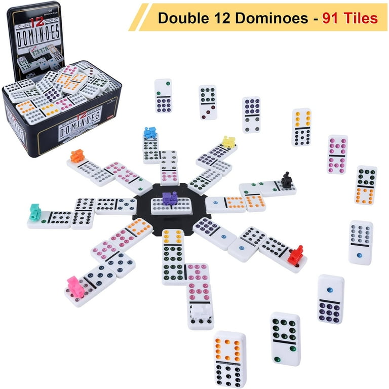 Fugocen Double 12 Mexican Train Dominoes Set with Wooden Trays photo 6