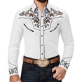 thumbnail image 5 of Mens Classic Western Denim Shirt Long Sleeve Slim Fit Casual Button Down Tops Clothing XXXL, 5 of 6