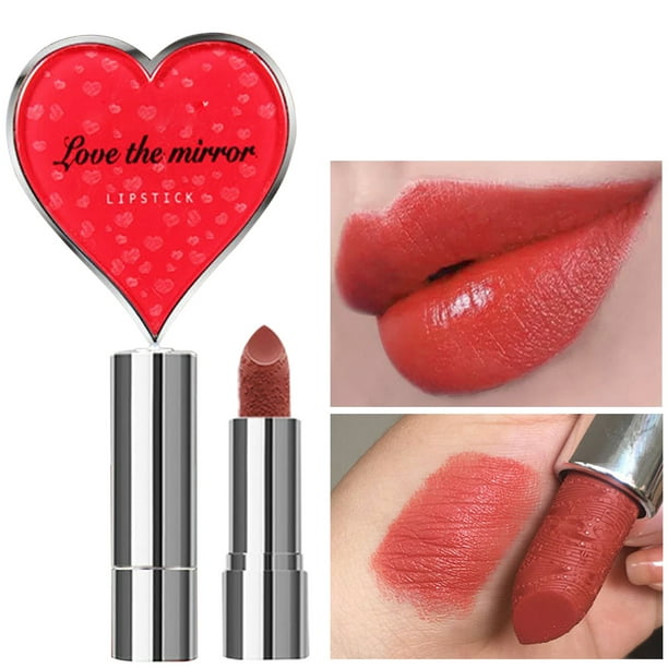 Heart Lipstick Mirror Light Lipstick Peach Moisturizing Lipstick Smooth Waterproof Sweat Proof No Off No With Cup Lipstick - Walmart.com