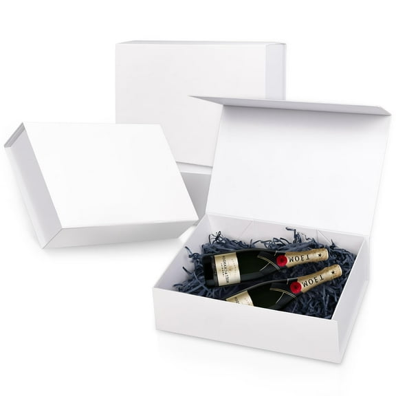Anscher 3 Packs Magnetic Gift Boxes with Ribbon Large Size 317x216x101MM, Premium White Rigid Gift Boxes with Lids for Presents Bridal Proposal, Christmas, Baby Shower, Birthday and Graduation