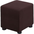 thumbnail image 1 of Housse d'Ottoman Carrée Pliable Rangement Housses d'Ottoman Jacquard Extensible Cube Repose-Pieds Repose-Pieds Protège-Tabouret avec Bande Élastique (Grand, Café), 1 of 7