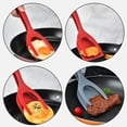 thumbnail image 3 of 2 pinzas de espátula 2 en 1 con agarre y tapa para huevos, pinzas para aletas, tortitas, pescado, tostadas francesas para cocina (negro + rojo), 3 of 5