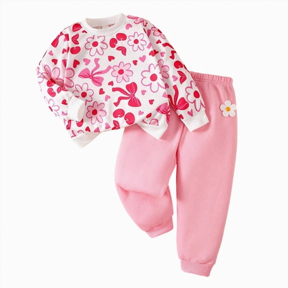 mgoYE Toddler Baby Girl Fall Winter Outfit Sweatshirt Pants Set
