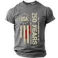 thumbnail image 3 of 250 Anniversary Patriotic Graphic Short Sleeve T Shirt Commemorative Anniversary Casual Mens Tees Grey S, 3 of 4