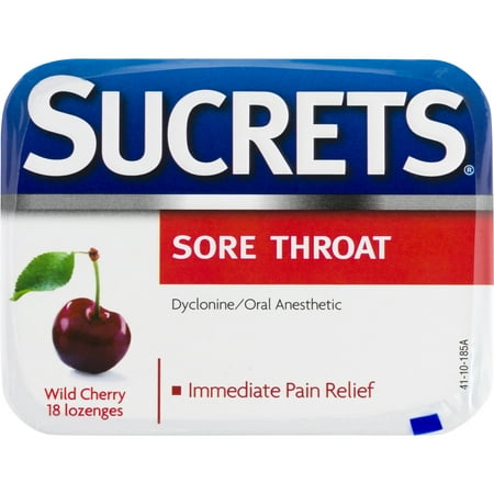 Sucrets Sore Throat Lozenges, Wild Cherry, Pain Relief, 18