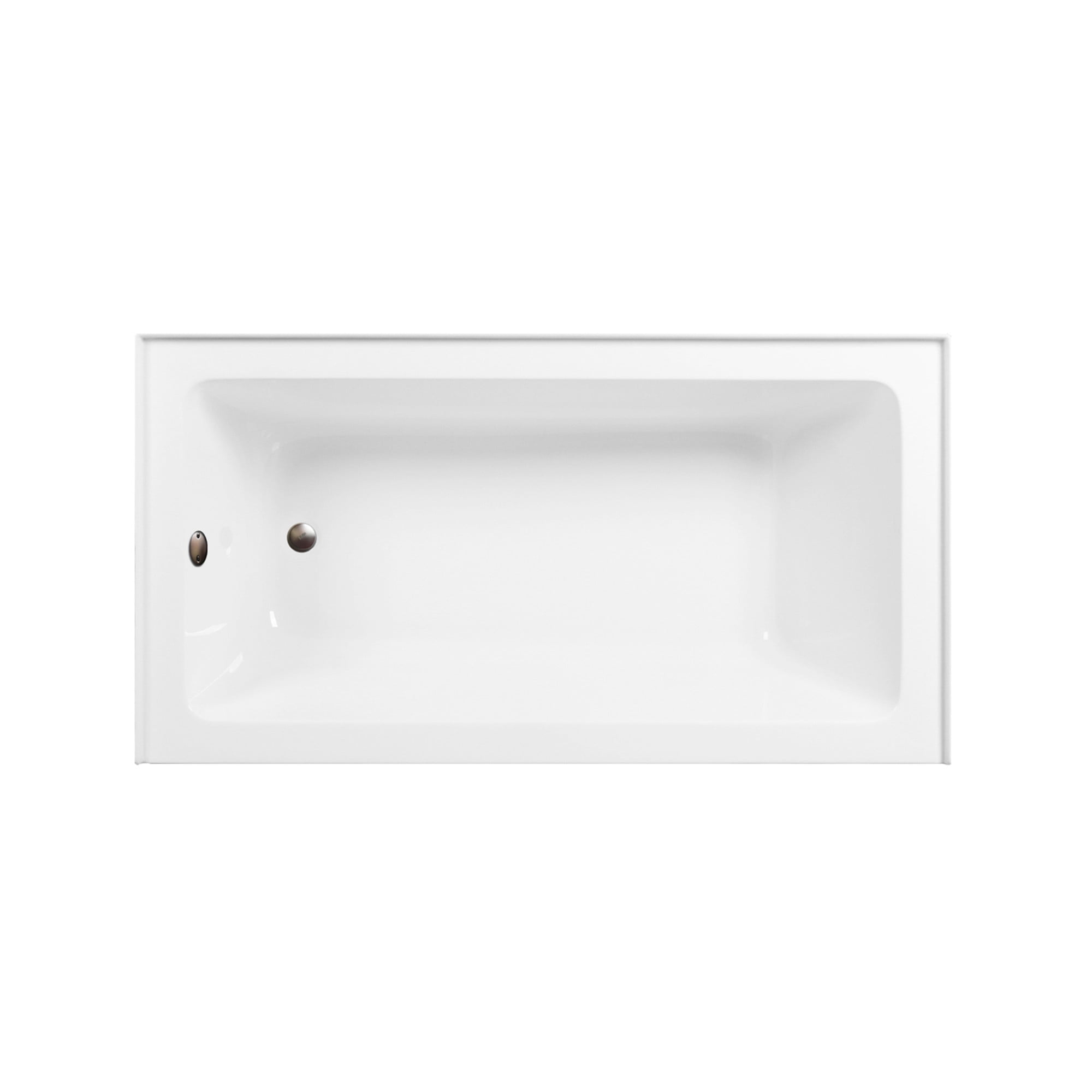 Aqua Eden CVTAP603222L5 60" Acrylic Rectangular 3-Wall Alcove Tub, Left Hand Drain, Glossy White/Oil Rubbed Bronze