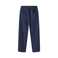 thumbnail image 2 of FAOWME Big Kids Boys Pants With Pocket Elastic Waist Solid Color Straight Fit Plush Lined Stretchy Thickened Trousers For School And Daily Wear Navy2 17-18 Years, 2 of 3