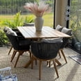 thumbnail image 3 of PURPLE LEAF 7 Pieces Patio Dining Set, Rectangular Aluminum Outdoor Table and 6 Wicker Chairs with Cushions for Garden Kitchen and Porch, Teak, 3 of 10