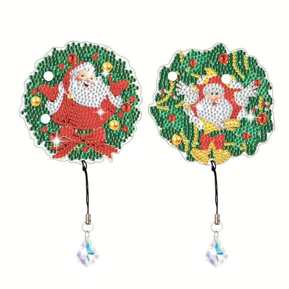 2pcs Diamond Art Painting Kit Bookmark Happy Santa Patterns