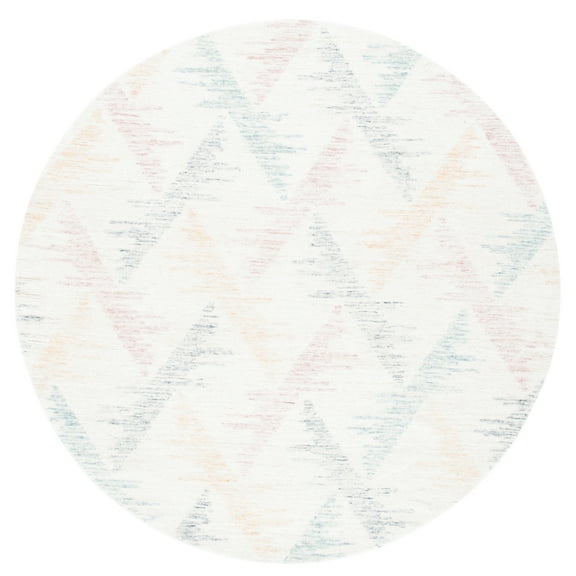 SAFAVIEH Rodeo Drive Henderson Geometric Area Rug, Ivory/Blue, 6' x 6' Round
