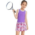 thumbnail image 3 of Sholeno Kids Girls Athletic 2 Pcs Tennis Golf Dress Outfits Racerback Tank Top with Bottom Skorts Set Purple 8, 3 of 7