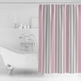 thumbnail image 4 of 72x78 Inch Shower Curtain Pink Grey Stripe Bathroom Decor Waterproof Fabric Bathtub Bath Curtains Decorative Farmhouse Minimalist Striped Extra Long Shower Curtain Set with Hooks, 4 of 6