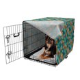 thumbnail image 2 of Tropical Dog Crate Cover, Flowers Abstract Motifs Monstera in Colorful Arrangement Print, Easy to Use Pet Kennel Cover for Medium Large Dogs, 35" x 23" x 27", Teal Marigold, by Ambesonne, 2 of 6