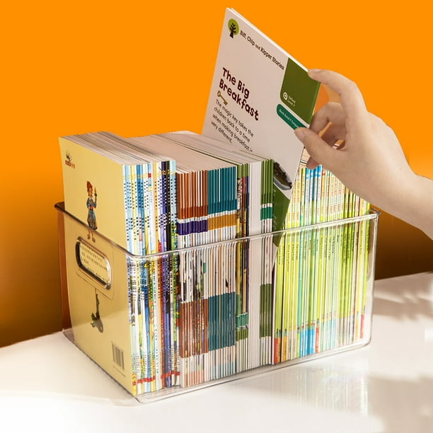 Caja de almacenamiento de libros Cesta de plástico transparente para guardar libros Libro ilustrado para estudiantes Organizador de escritorio Caja de almacenamiento Oxford Tree