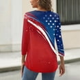 thumbnail image 5 of Women's Patriotic Star Print 250th Anniversary USA Shirt V-Neck Button 3/4 Sleeve T-Shirt, 5 of 5