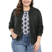 MODA NOVA Juniors Plus Size Contrast Trim Zipper Hip Length Bomber Jacket
