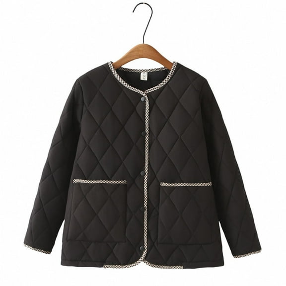 Womens Tops Women Warm Quilted Jackets for Women Floral Soild Puffer Jacket Coats with Pockets Plus Size Tops for Women