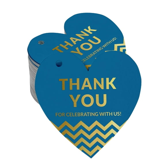 Inkdotpot Real Gold Foil Thank You For Celebrating With Us Bridal Shower-Baby Shower-Retirement-Wedding-Birthday Tag Favor Hang Paper Tag 100 Pieces