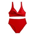 thumbnail image 4 of Kcodviy Women High Waisted Bikini Swimsuit Romper for Women Push Up Two Piece Plus Size Swimsuits Women 4X Swimsuits Vintage Swimsuit Two Piece Retro Ruched High Waist Print Bikini Set, 4 of 7