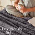 thumbnail image 4 of The Connecticut Home Co Bedding Blanket, Queen 90x90, Soft Fluffy Room Decor, Cozy Warm Throws for Bed, Gifts for Women, Bedroom Cute Aesthetic Blankets Faux Fur and Sherpa Gray, 4 of 4
