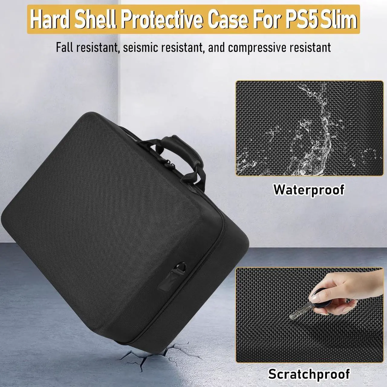 Hard Shell Carrying Case Compatible with PS5 Slim, Travel Bag for PlayStation 5 Slim Disk Digital Edition, Games, Headset and Gaming Accessories