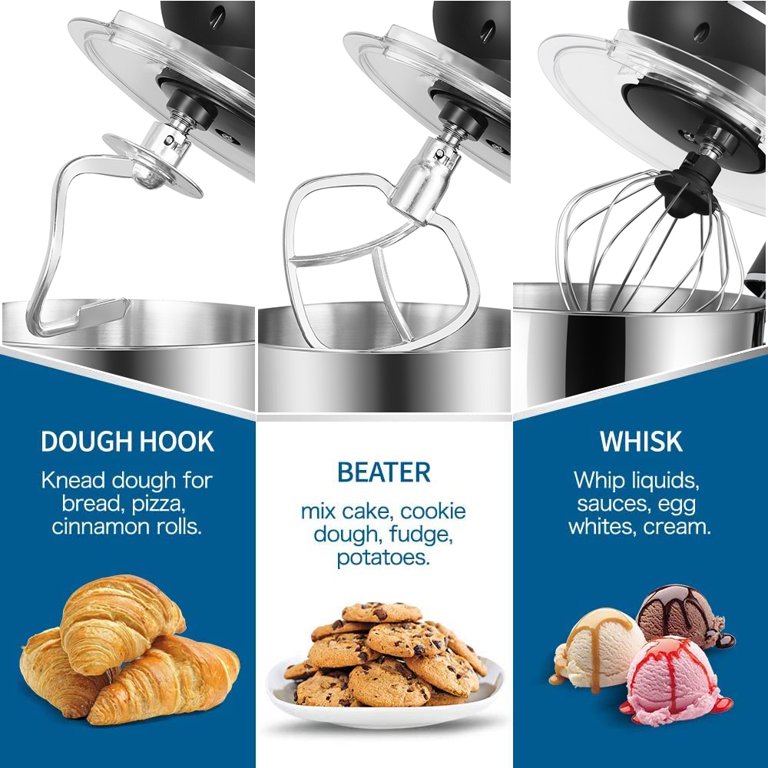 Stand Mixer Clearance, Black 6.2qt Tilt-Head Electric Stand Mixer, 660W 6-Speed Kitchen Food Dough Mixer with Stainless Steel Bowl/Dough Hook/Beater/