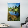 thumbnail image 1 of Hobbits Tapestry, Hobbit Land Village House by Lake with Stone Bridge Farmhouse Cottage New Zealand, Wall Hanging for Bedroom Living Room Dorm Decor, 40W X 60L Inches, Green Blue, by Ambesonne, 1 of 2