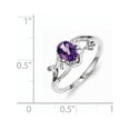 thumbnail image 2 of Sterling Silver Rhodium Plated Diamond And Amethyst Oval Ring (Size 8) Made In India qr4500am-8, 2 of 2
