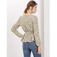 thumbnail image 4 of INSPIRE CHIC Blouse à Manches Longues Florale à Encolure Carrée avec Ceinture pour Femmes, 4 of 6