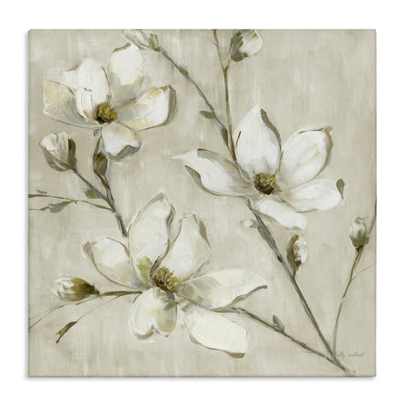 Stupell Industries Neutral Dogwood Branches Floral Painting Wrapped Canvas Canvas Art Print Wall Art, 17 x 17