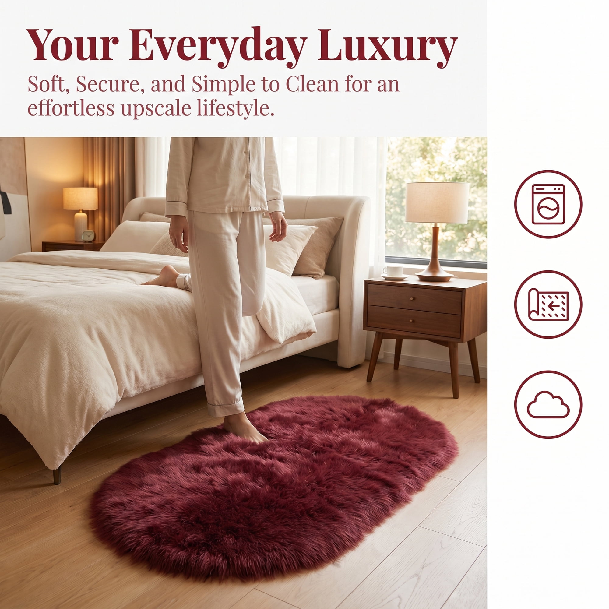 Unique Bargains Shaggy Area Rug Ultra Fluffy Non-Slip Fuzzy Carpet 24" x 16" Red