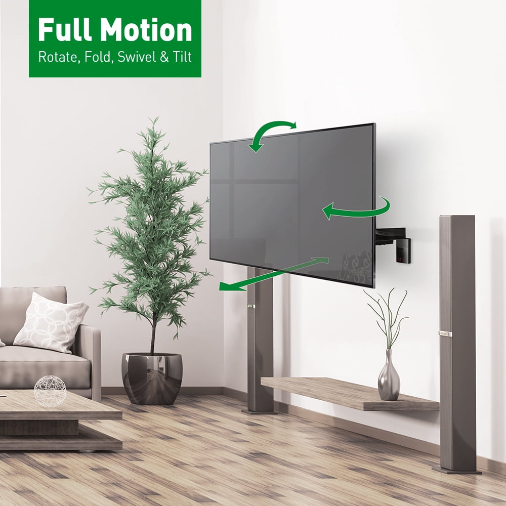 Barkan Long TV Wall Mount, 32 - 70 inch Full Motion Patented Flat / Curved Screen Bracket, Holds up to 88lbs, Very Low Profile, Fits LED OLED LCD