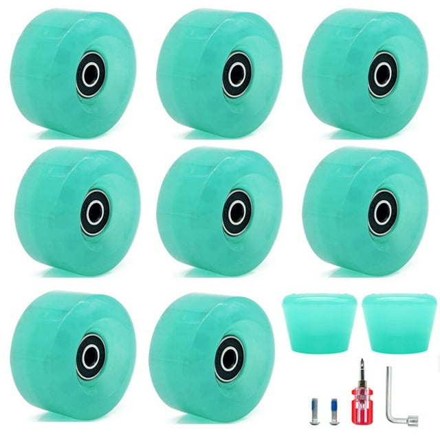 8pcs Skate Wheel Skateboard Part Inline Sport Accessories Replacing Fittings High Speed Roller Skates Wheels Modified Component Green