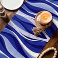 thumbnail image 3 of Blue Moire Table Runner - 36 Inch Long Classic Modern Abstract Art Elegant Cotton and Linen Blended Dress Scarves Farmhouse Table Runner for Kitchen Dining, Coffee Table, 13" x 36", 3 of 8