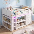 thumbnail image 5 of Costway Twin Size Loft Bed with LED Lights Underbed Space Drawers Shelves Ladder White, 5 of 10