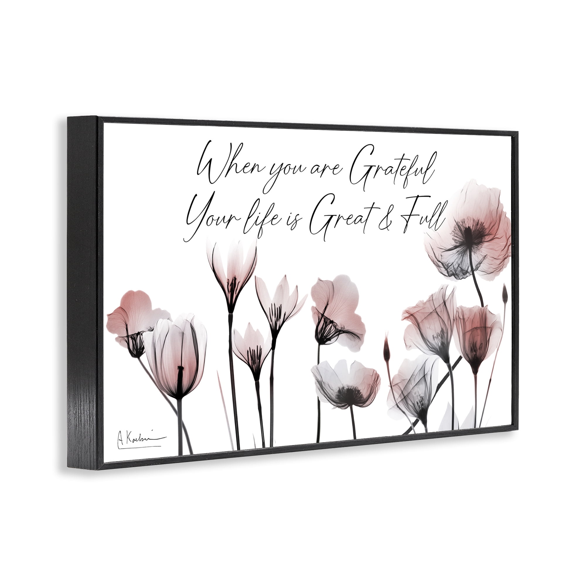 Stupell Industries Grateful Faith Floral Religious Painting Black Framed Art Print Wall Art, 18 x 12