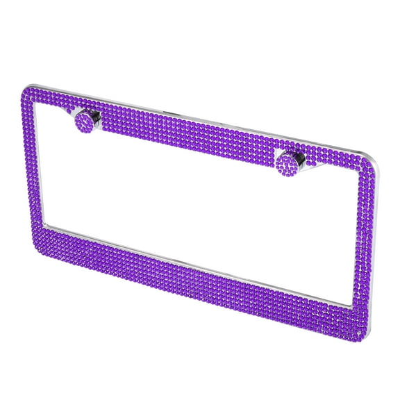 Unique Bargains Car Truck SUV Front Rear License Plate Frame Bracket Dark Purple Stainless Steel Rhinestones